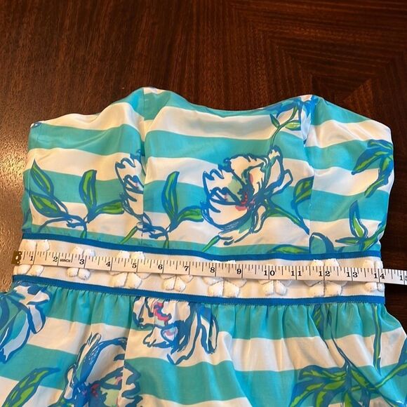 Lilly Pulitzer | Shorely Blue Tossing The Line Strapless Dress | Size 4 - Picture 11 of 12